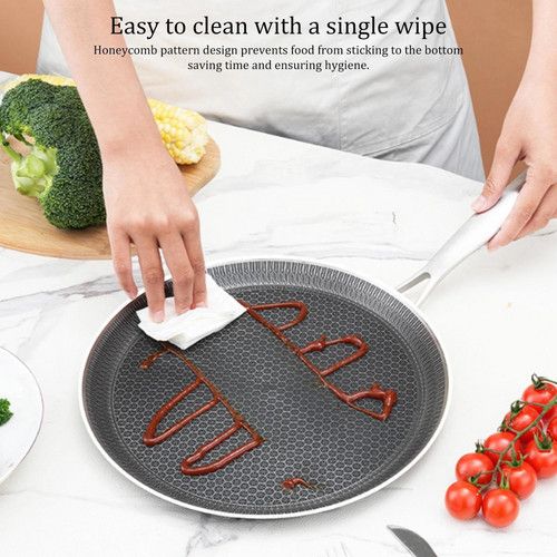 28cm Stainless Steel Crepe Pan Non-Stick Pan Honeycomb Coating Frying Pan Pizza6299 - Flavour Fushion Cooking Shop