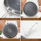 28cm Stainless Steel Crepe Pan Non-Stick Pan Honeycomb Coating Frying Pan Pizza6299