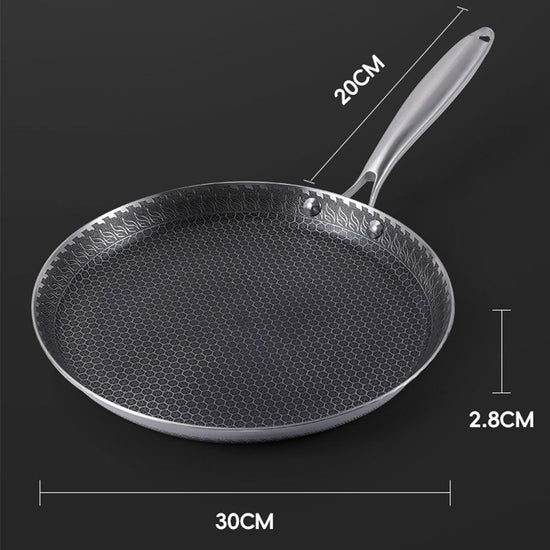 30cm Stainless Steel Crepe Pan Non-Stick Pan Honeycomb Coating Frying Pan Pizza6299 - Flavour Fushion Cooking Shop
