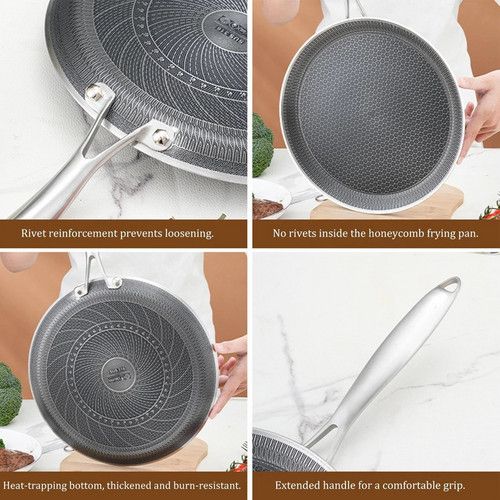 30cm Stainless Steel Crepe Pan Non-Stick Pan Honeycomb Coating Frying Pan Pizza6299 - Flavour Fushion Cooking Shop