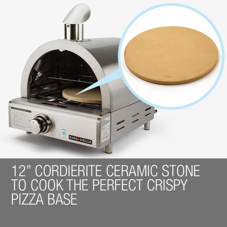 EuroGrille Portable Pizza Oven BBQ Camping LPG Gas Benchtop Stainless Steel - Flavour Fushion Cooking Shop