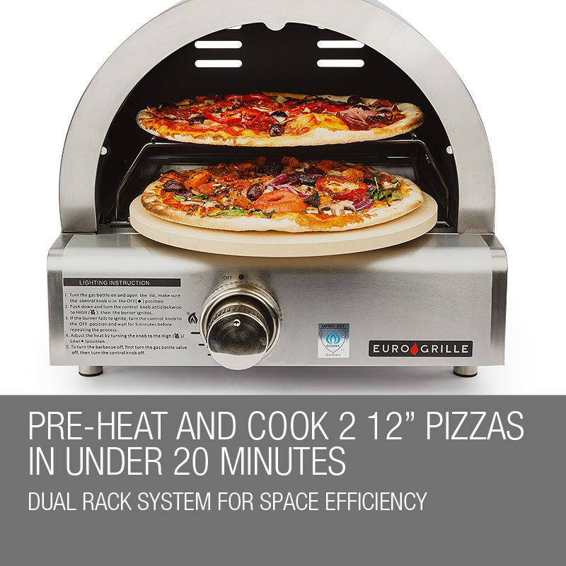 EuroGrille Portable Pizza Oven BBQ Camping LPG Gas Benchtop Stainless Steel - Flavour Fushion Cooking Shop
