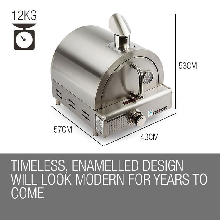 EuroGrille Portable Pizza Oven BBQ Camping LPG Gas Benchtop Stainless Steel - Flavour Fushion Cooking Shop