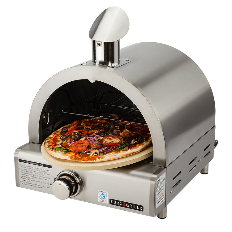 EuroGrille Portable Pizza Oven BBQ Camping LPG Gas Benchtop Stainless Steel - Flavour Fushion Cooking Shop