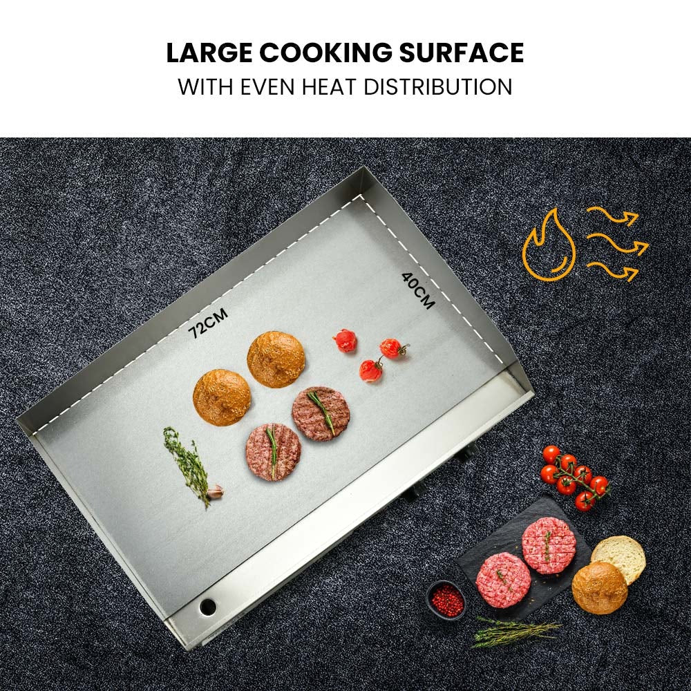 THERMOMATE Commercial Electric Griddle TH-G05, 4400W 73x37cm Flat Cooking Surface
