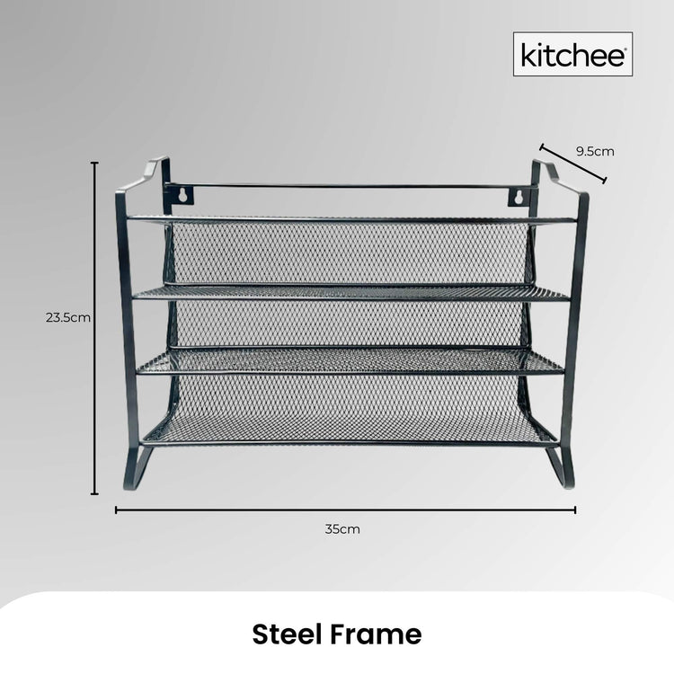 4 Tier Metal Spice Rack + 28 Glass Jars - Kitchen Pantry Herb Storage Organiser - Flavour Fushion Cooking Shop