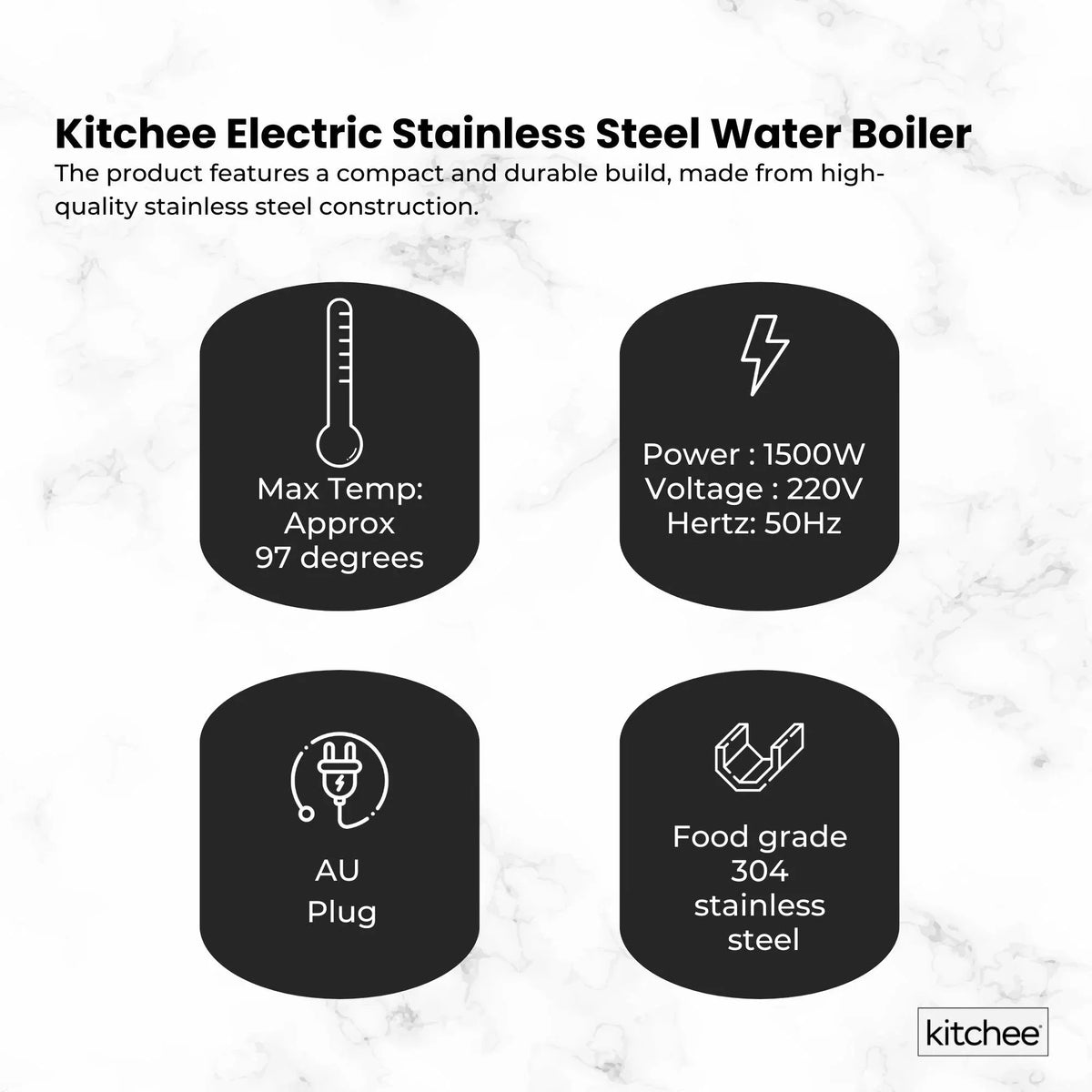Kitchee 20L Electric Water Boiler - Stainless Steel Commercial Hot Liquid Urn - Flavour Fushion Cooking Shop