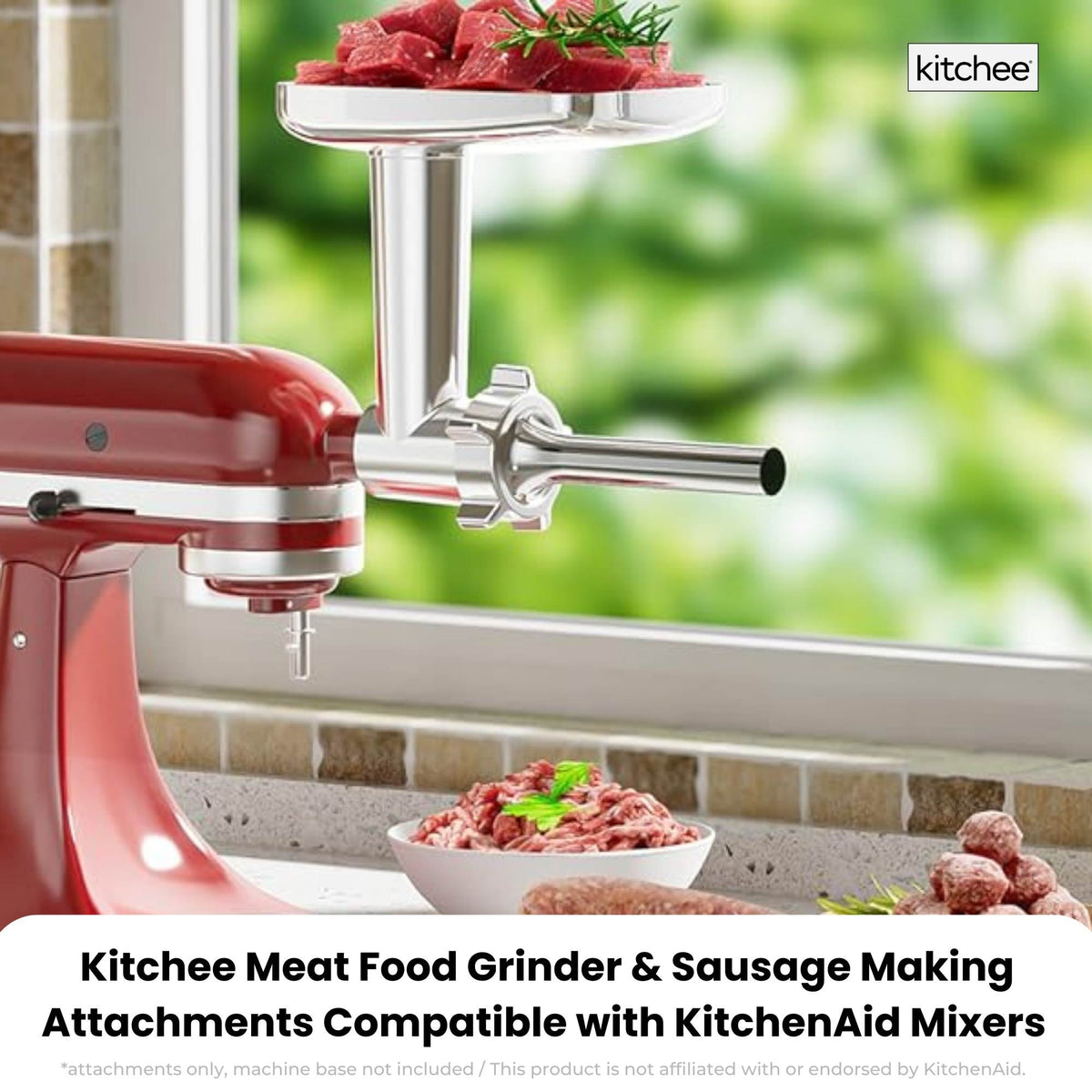 Kitchee Meat Food Grinder Sausage Attachment - Compatible with KitchenAid Mixers - Flavour Fushion Cooking Shop