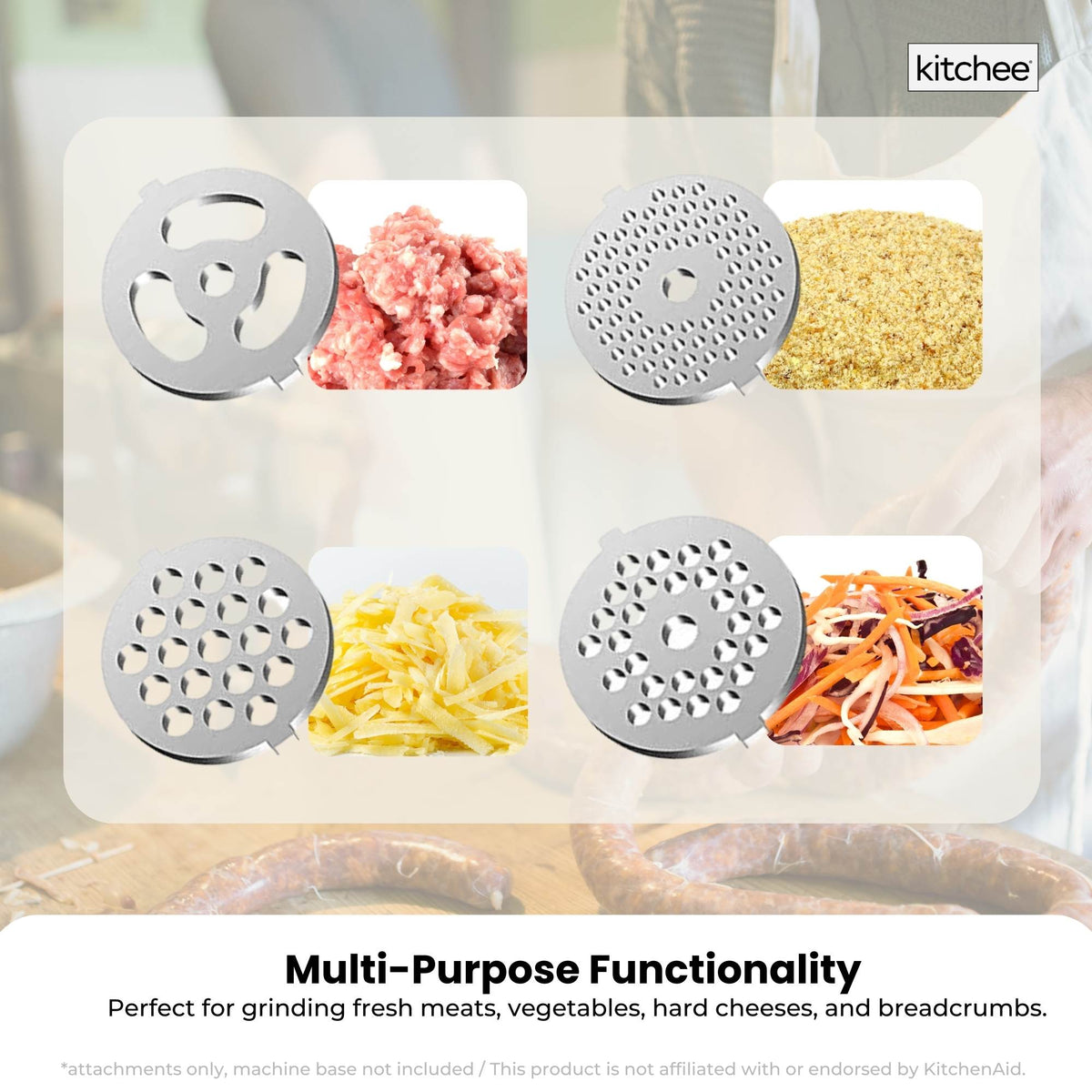 Kitchee Meat Food Grinder Sausage Attachment - Compatible with KitchenAid Mixers - Flavour Fushion Cooking Shop