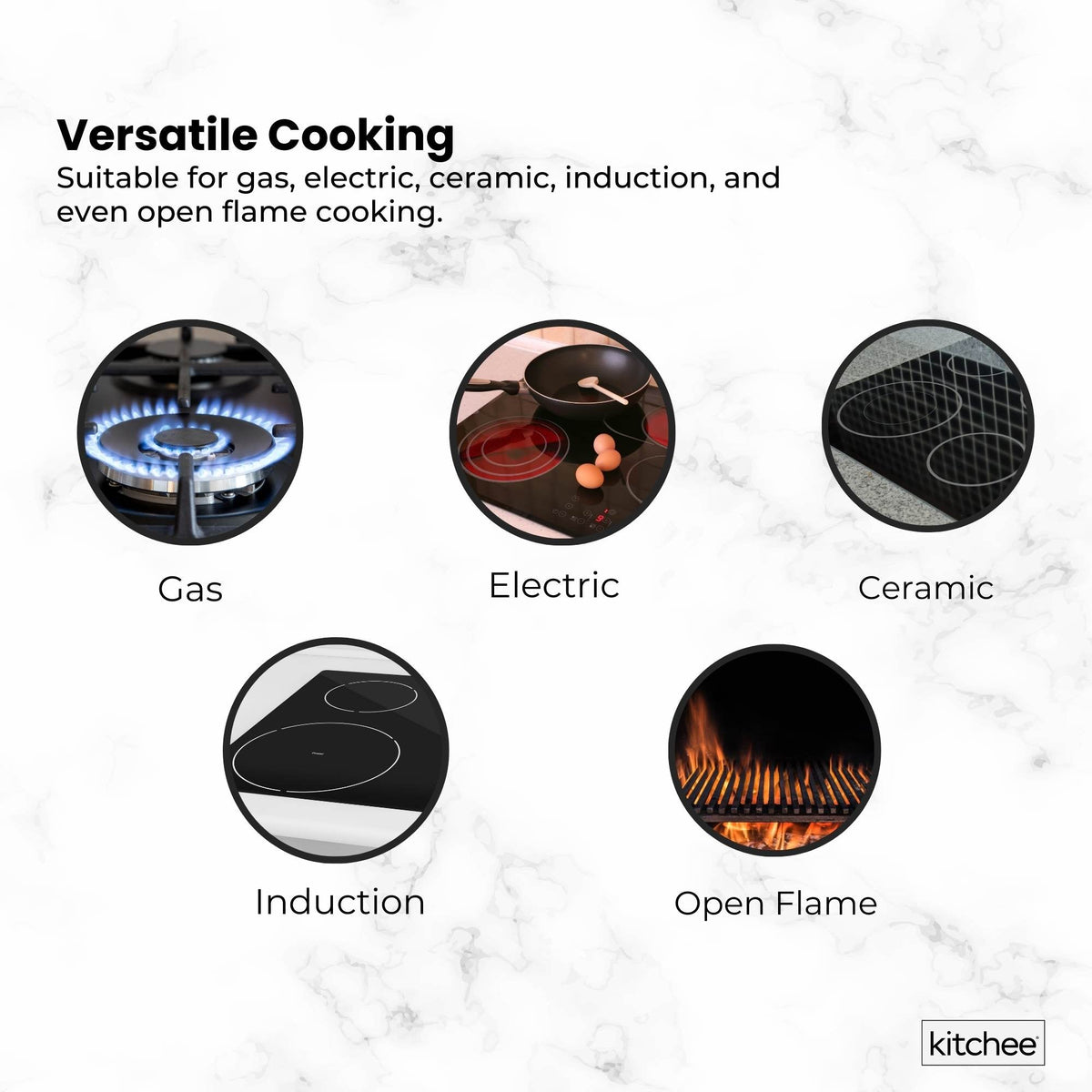 Kitchee 32cm Carbon Steel Wok Set Flat Bottom with Wood Lid + Spatula - Induction Ready - Flavour Fushion Cooking Shop