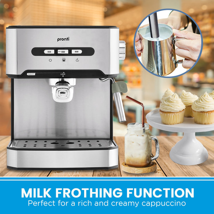 Pronti 1.6L Automatic Coffee Espresso Machine with Steam Frother - Flavour Fushion Cooking Shop