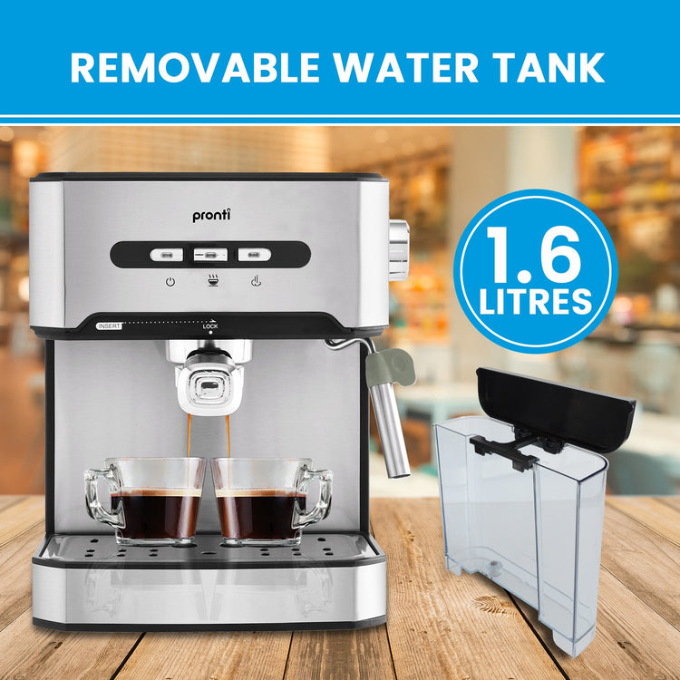 Pronti 1.6L Automatic Coffee Espresso Machine with Steam Frother - Flavour Fushion Cooking Shop