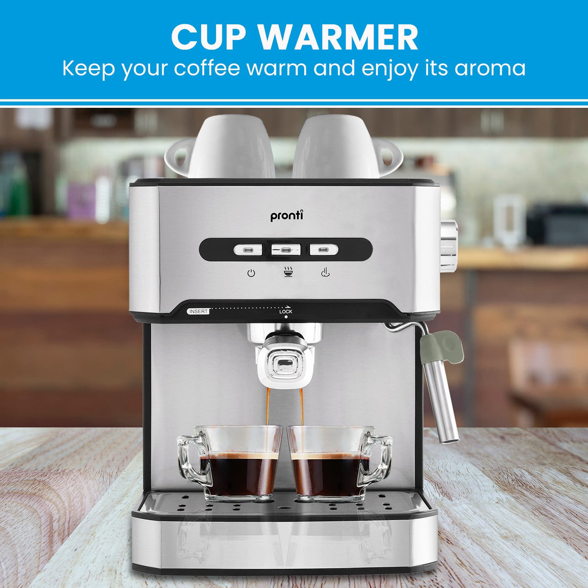 Pronti 1.6L Automatic Coffee Espresso Machine with Steam Frother - Flavour Fushion Cooking Shop