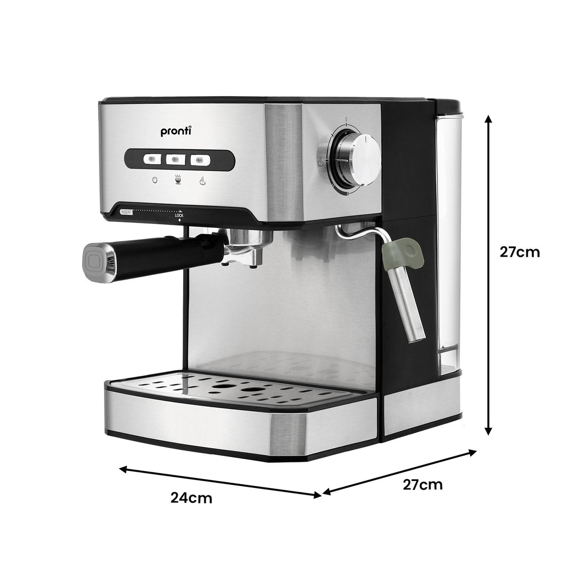Pronti 1.6L Automatic Coffee Espresso Machine with Steam Frother - Flavour Fushion Cooking Shop