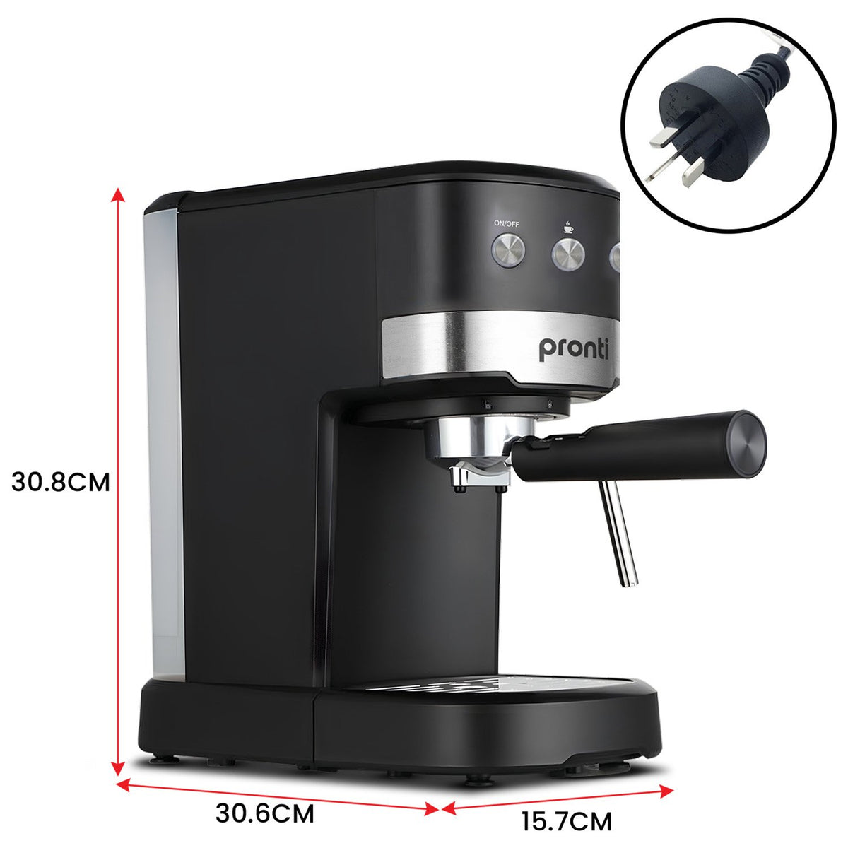 Pronti CM-850D Coffee Machine 20 Bar Espresso Maker with Milk Frother and 1.25L Tank - Flavour Fushion Cooking Shop