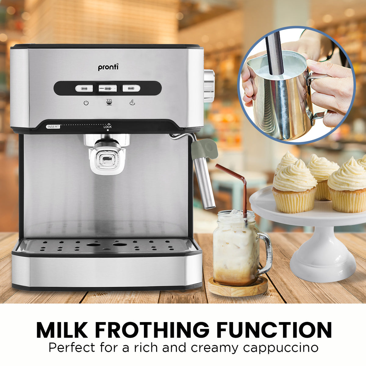 Pronti Toaster, Kettle & Coffee Machine Breakfast Set - Black - Flavour Fushion Cooking Shop