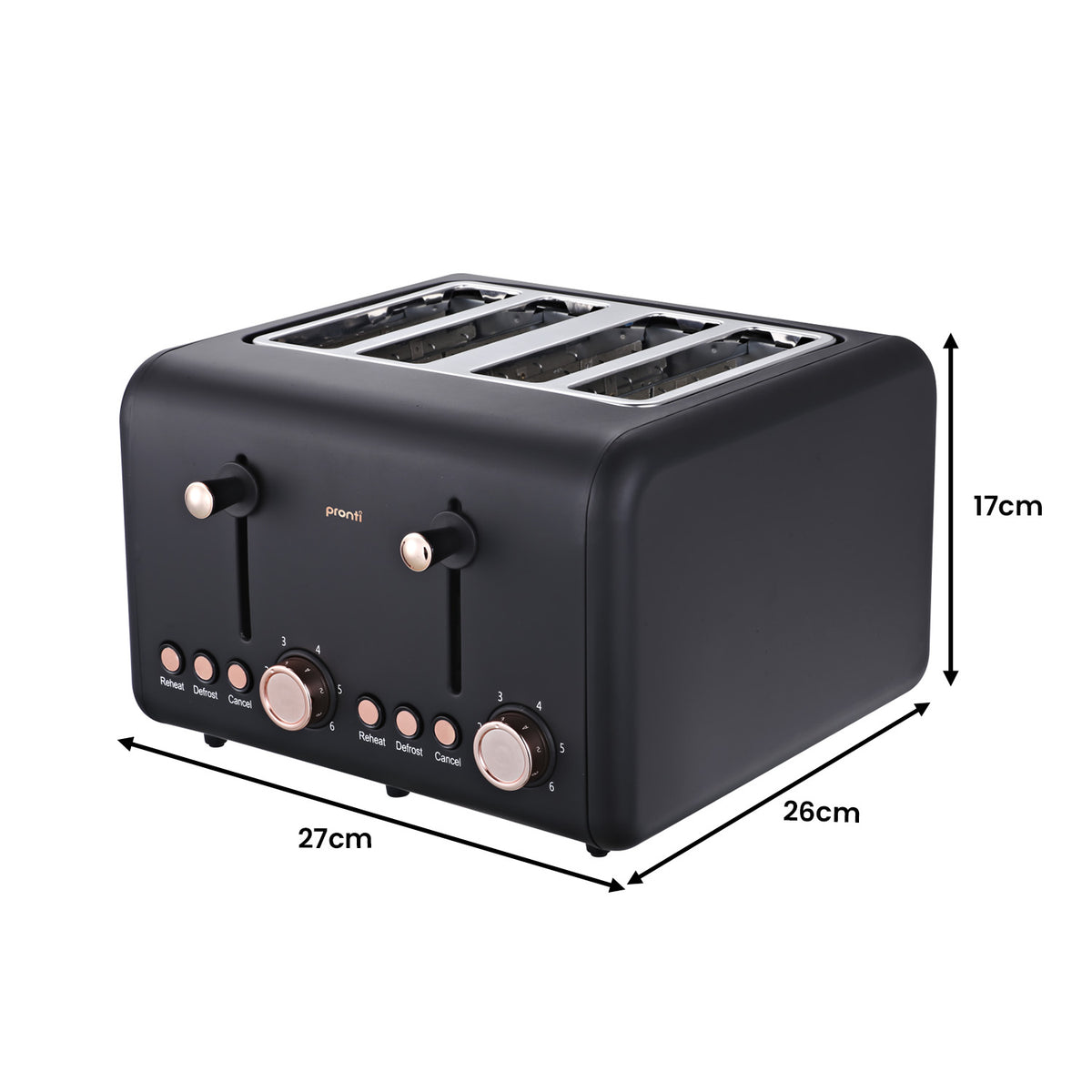 Pronti Toaster, Kettle & Coffee Machine Breakfast Set - Black - Flavour Fushion Cooking Shop