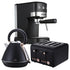 Pronti Breakfast Set with Rose Gold Kettle & Toaster with 1.2L Espresso Machine - Black - Flavour Fushion Cooking Shop