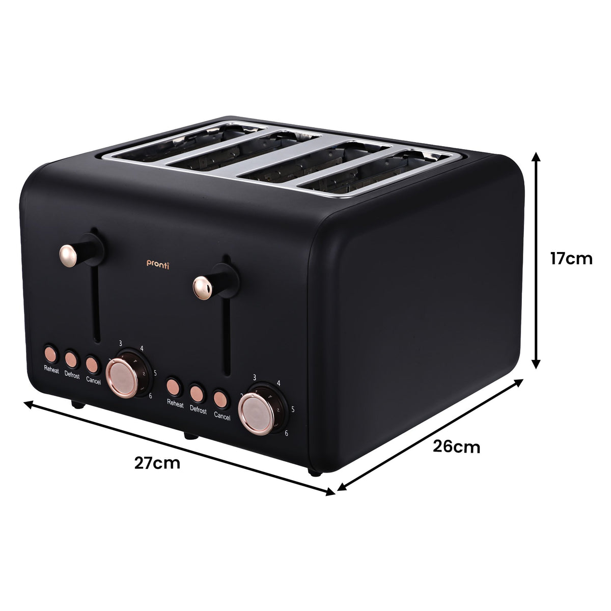 Pronti Breakfast Set with Rose Gold Kettle & Toaster with 1.2L Espresso Machine - Black - Flavour Fushion Cooking Shop