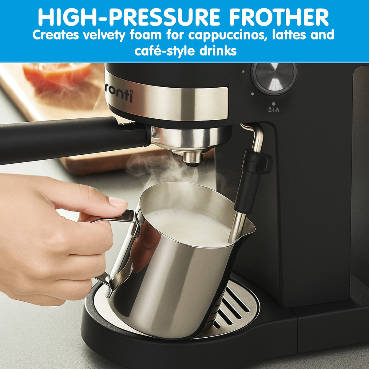 Pronti Breakfast Set with Rose Gold Kettle & Toaster with 1.2L Espresso Machine - Black - Flavour Fushion Cooking Shop