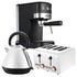 Pronti Breakfast Set with Rose Gold Kettle & Toaster with 1.2L Espresso Machine - White - Flavour Fushion Cooking Shop