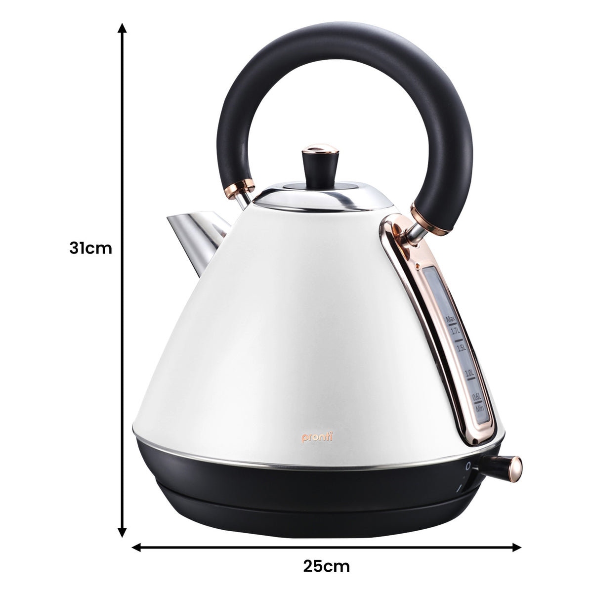 Pronti Breakfast Set with Rose Gold Kettle & Toaster with 1.2L Espresso Machine - White - Flavour Fushion Cooking Shop