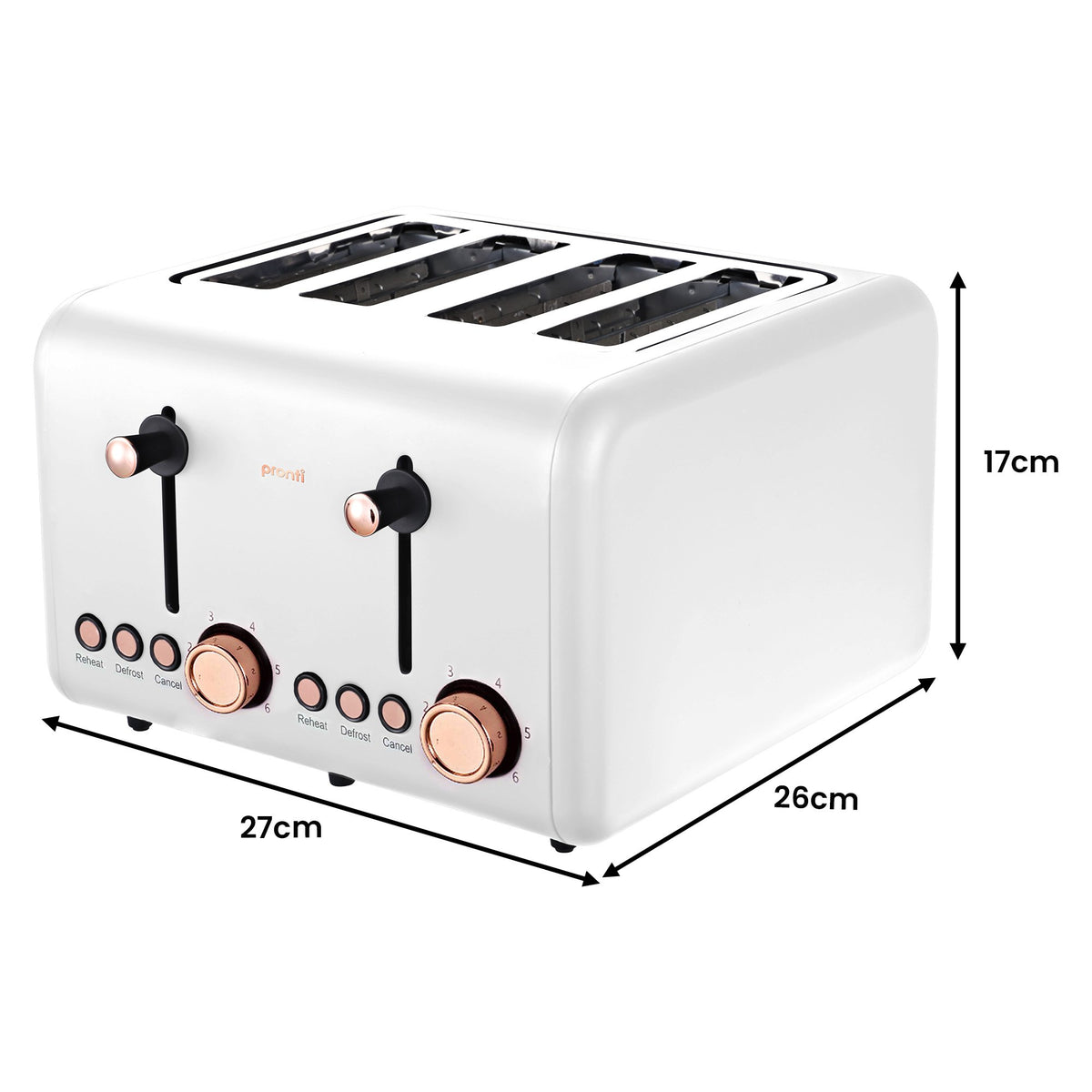 Pronti Breakfast Set with Rose Gold Kettle & Toaster with 1.2L Espresso Machine - White - Flavour Fushion Cooking Shop