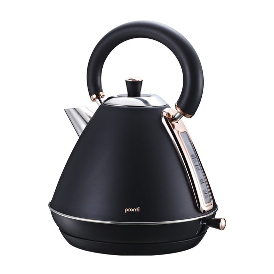 Pronti 1.7L Rose Trim Collection Kettle - Black - Flavour Fushion Cooking Shop