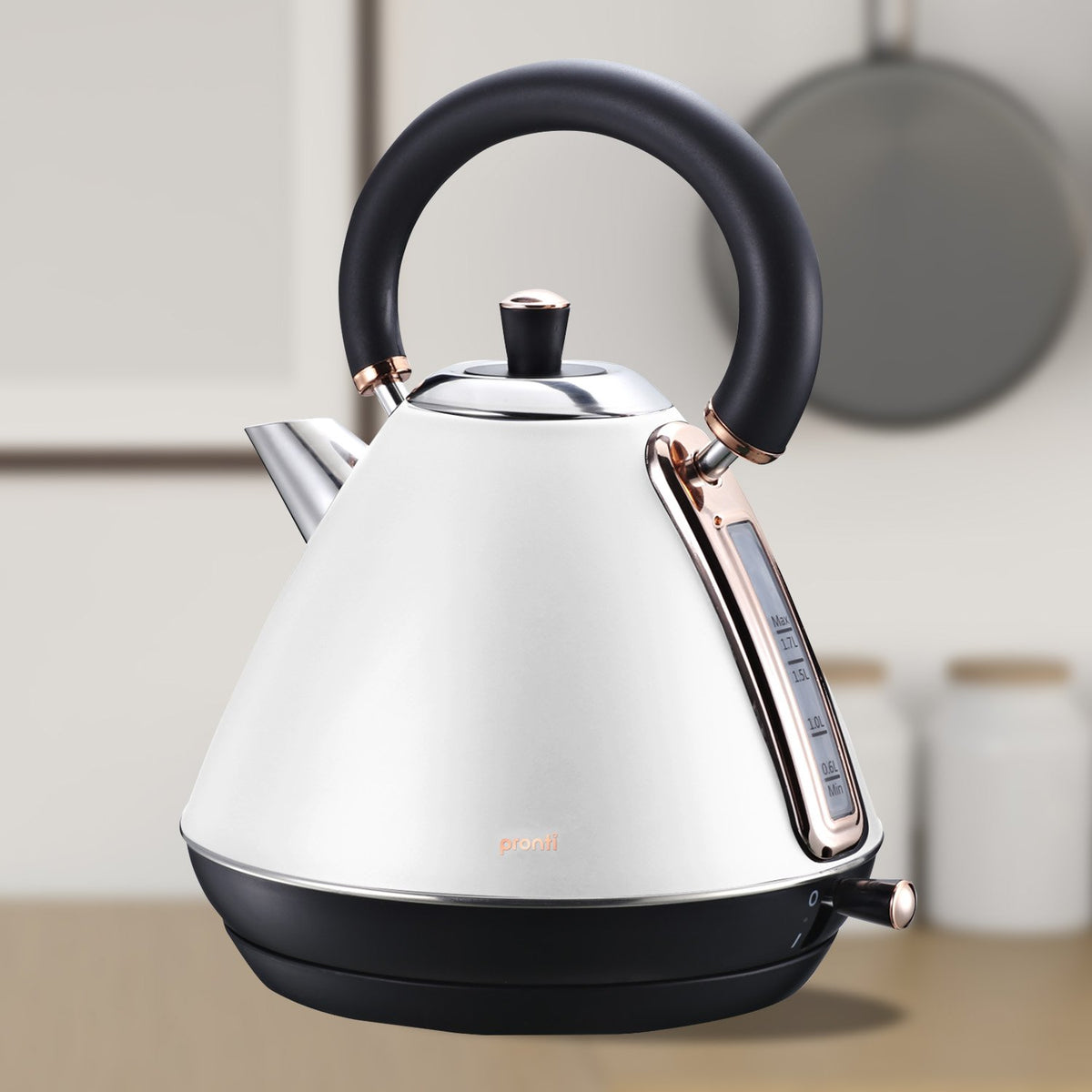 Pronti 1.7l Rose Trim Collection Kettle - White - Flavour Fushion Cooking Shop