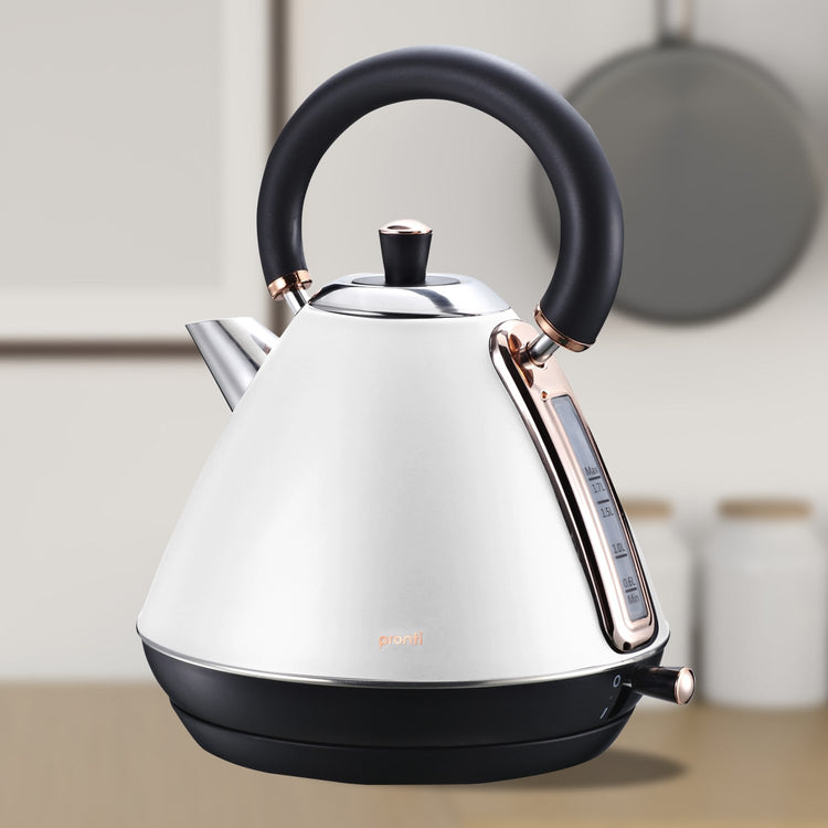 Pronti 1.7l Rose Trim Collection Kettle - White - Flavour Fushion Cooking Shop