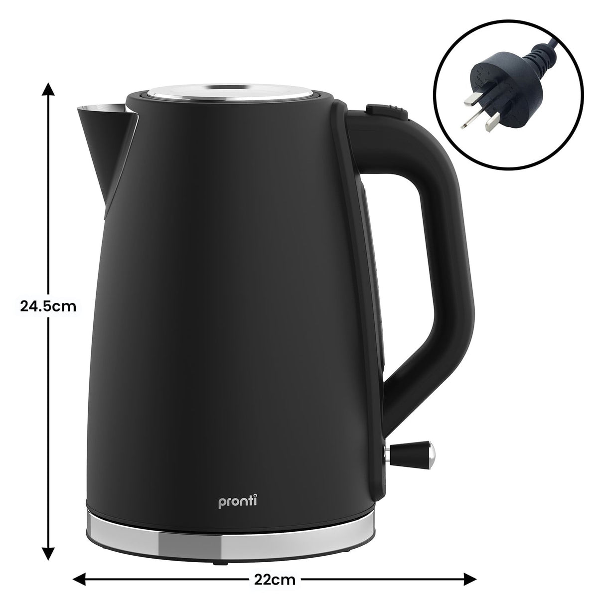 Pronti Silver Noir Collection 1.7L Electric Kettle - Flavour Fushion Cooking Shop