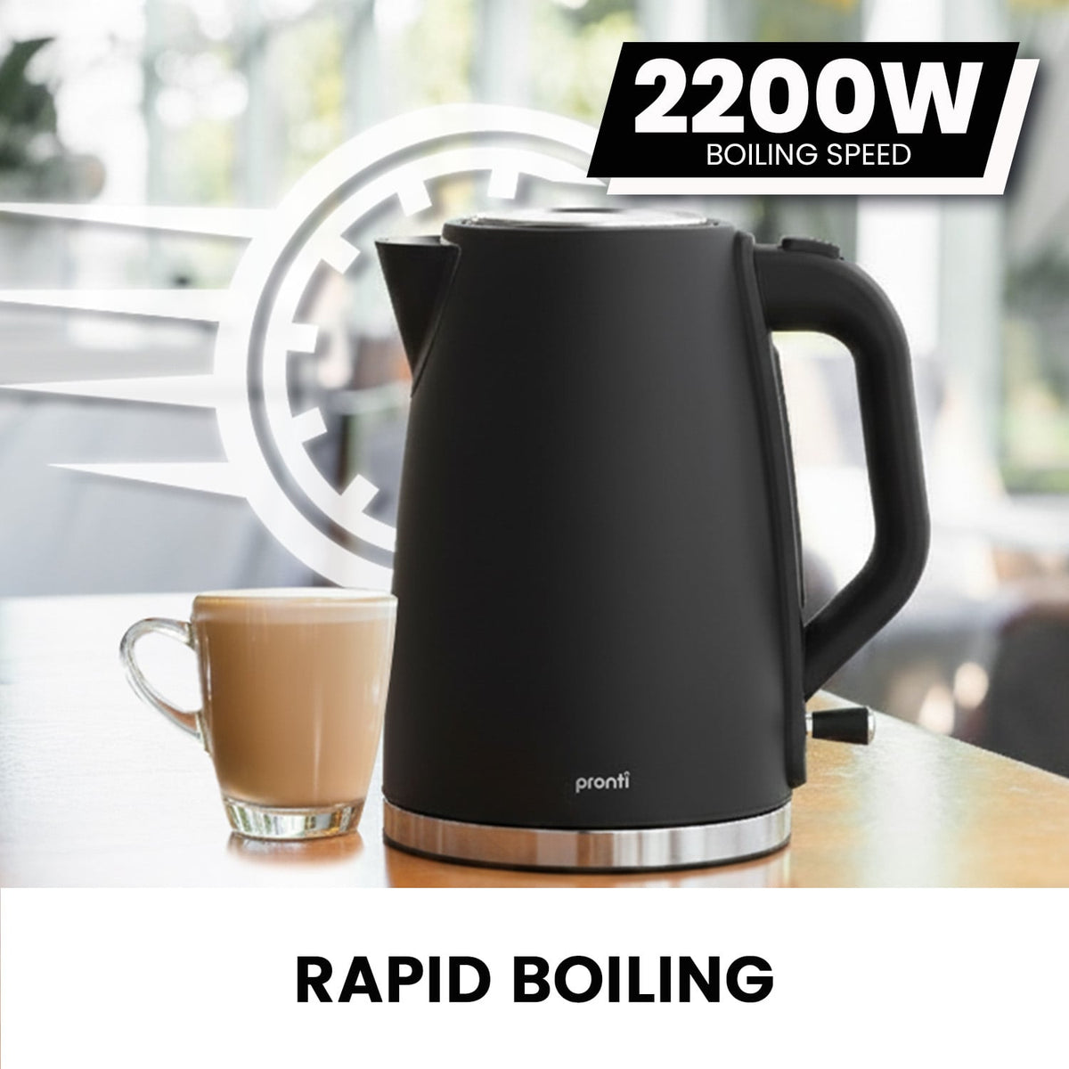 Pronti Silver Noir Collection 1.7L Electric Kettle - Flavour Fushion Cooking Shop