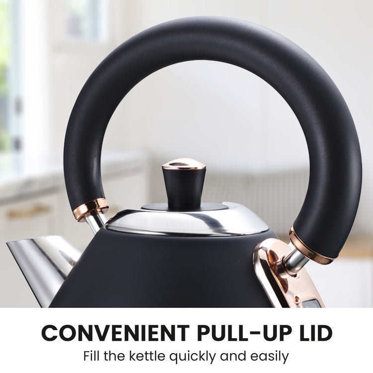 Pronti Rose Trim Collection Toaster & Kettle Bundle - Black - Flavour Fushion Cooking Shop
