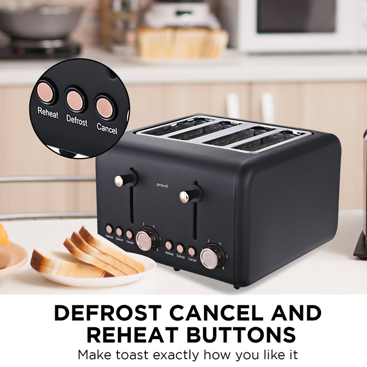 Pronti Rose Trim Collection Toaster & Kettle Bundle - Black - Flavour Fushion Cooking Shop