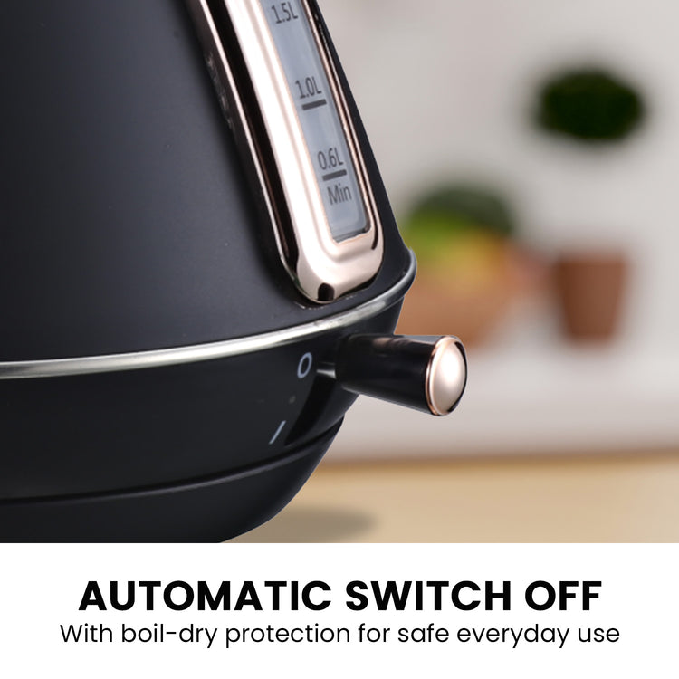 Pronti Rose Trim Collection Toaster & Kettle Bundle - Black - Flavour Fushion Cooking Shop