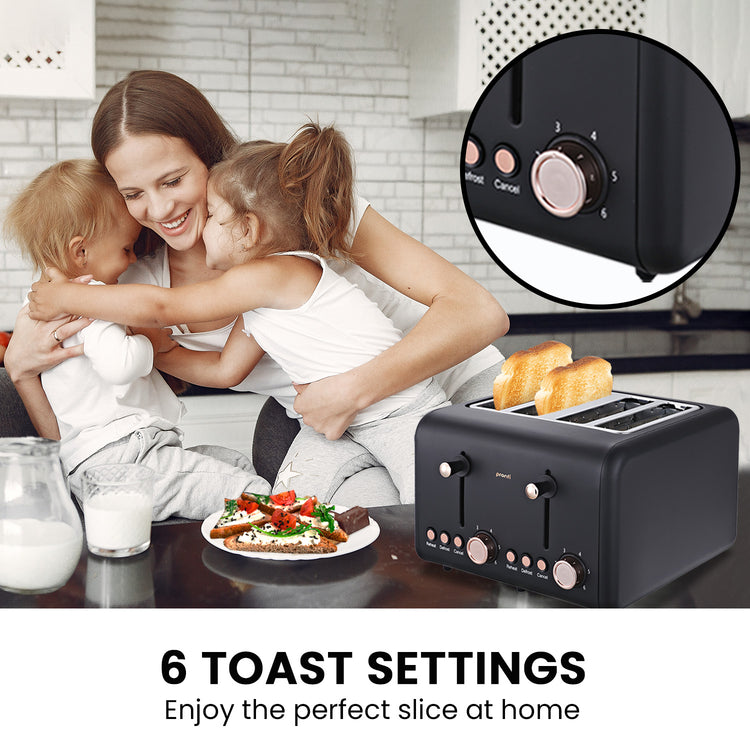 Pronti Rose Trim Collection Toaster & Kettle Bundle - Black - Flavour Fushion Cooking Shop