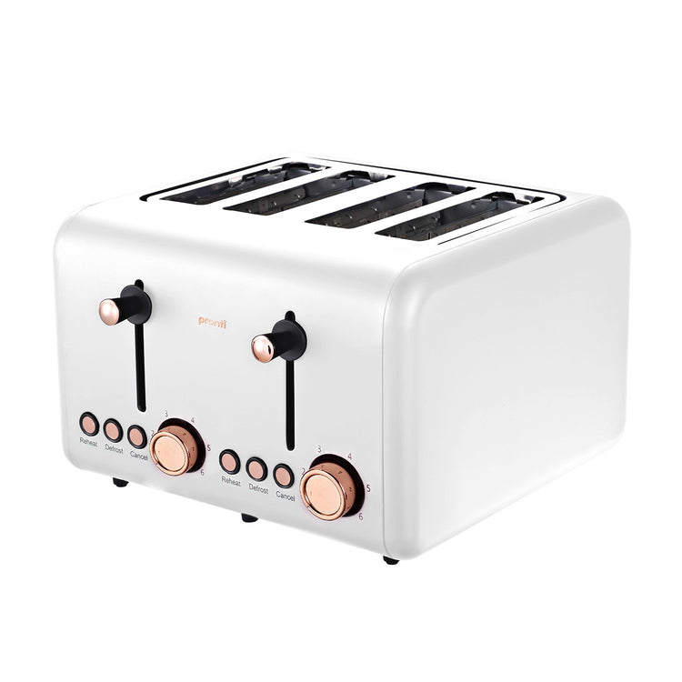 Pronti Rose Trim Collection Toaster & Kettle Bundle - White - Flavour Fushion Cooking Shop