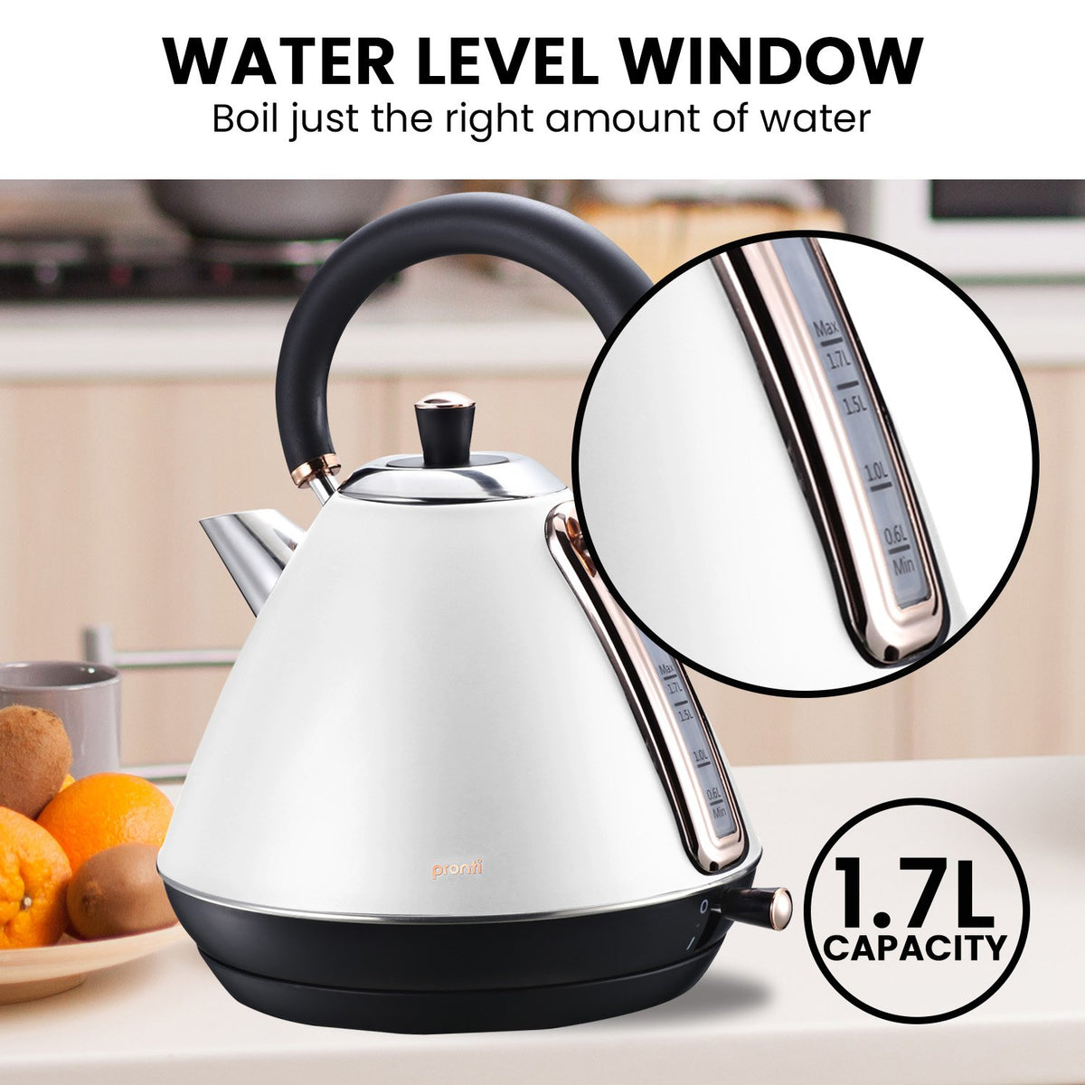 Pronti Rose Trim Collection Toaster & Kettle Bundle - White - Flavour Fushion Cooking Shop