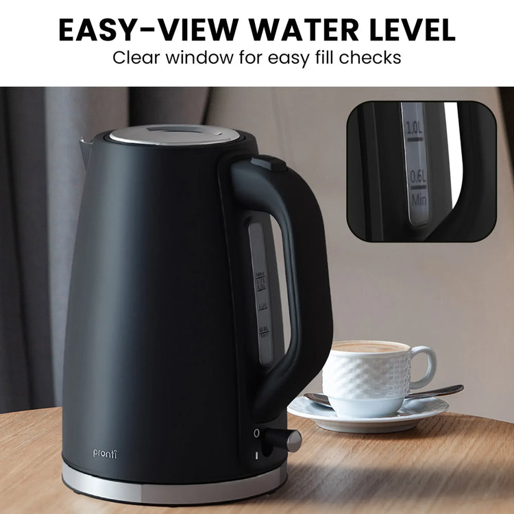 Pronti Silver Noir Collection 4 Slice Toaster and Kettle Bundle - Flavour Fushion Cooking Shop