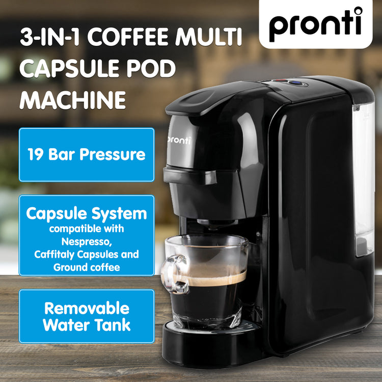 Pronti Breakfast Set with HomeMaid Coffee Machine, Silver Noir Toaster & Kettle - Flavour Fushion Cooking Shop