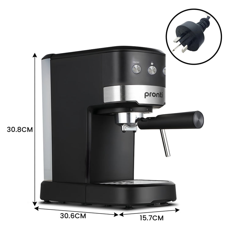 Pronti Breakfast Set with 1.25L Coffee Machine, Silver Noir Toaster & Kettle - Flavour Fushion Cooking Shop