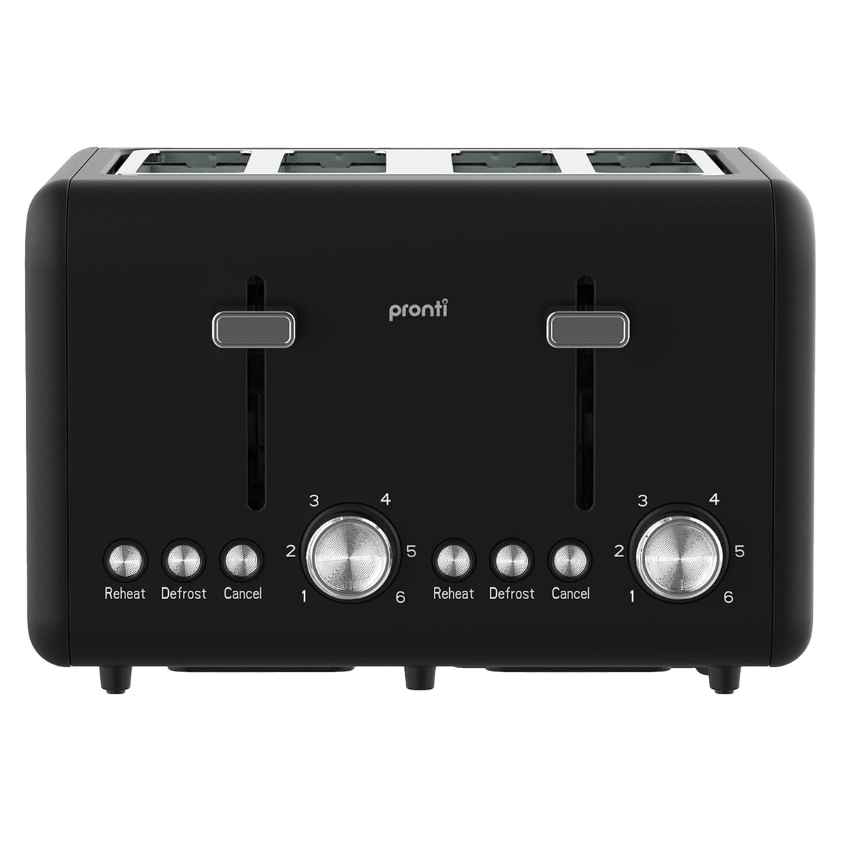 Pronti Silver Noir Collection 4 Slice Toaster with Dual Controls - Flavour Fushion Cooking Shop