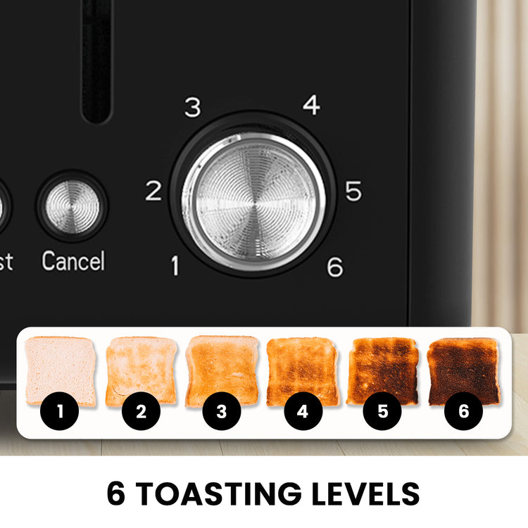 Pronti Silver Noir Collection 4 Slice Toaster with Dual Controls - Flavour Fushion Cooking Shop