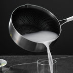 20cm 316L Stainless Steel Saucepan Compound Steel Honeycomb Nonstick Sauce Pan with Glass Lid 2.2L
