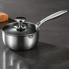 24cm 316L Stainless Steel Saucepan Compound Steel Honeycomb Nonstick Sauce Pan with Glass Lid
