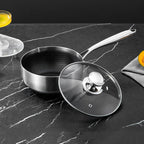 24cm 316L Stainless Steel Saucepan Compound Steel Honeycomb Nonstick Sauce Pan with Glass Lid
