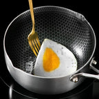 24cm 316L Stainless Steel Saucepan Compound Steel Honeycomb Nonstick Sauce Pan with Glass Lid