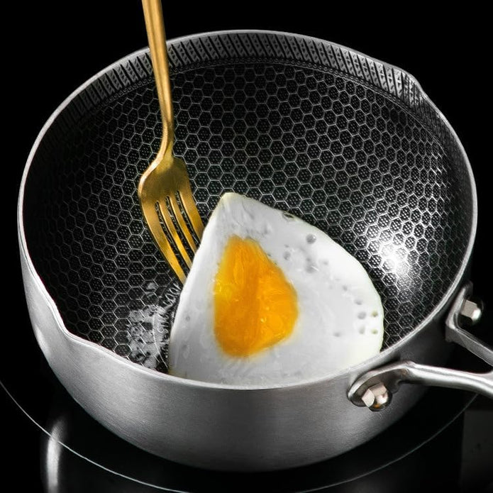 24cm 316L Stainless Steel Saucepan Compound Steel Honeycomb Nonstick Sauce Pan with Glass Lid - Flavour Fushion Cooking Shop