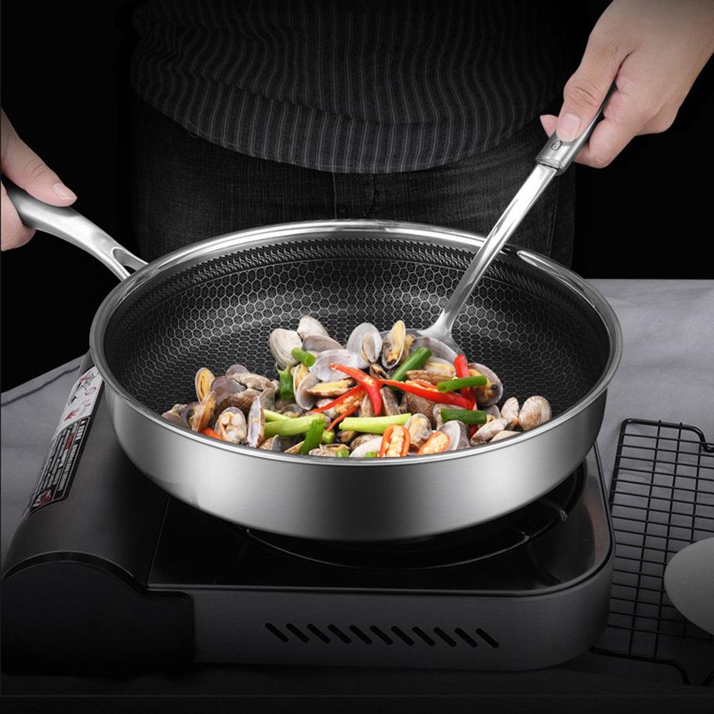 Stainless Steel Honeycomb Frying Pan 28cm – Single Sided - Flavour Fushion Cooking Shop