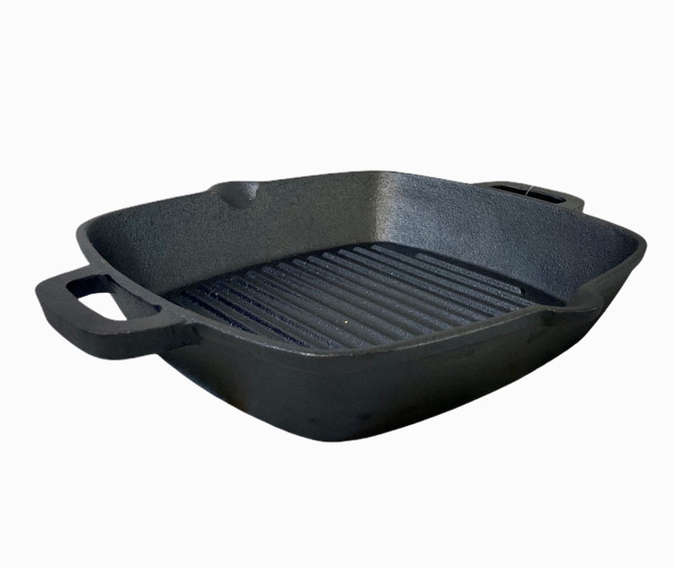 YES4HOMES 26 cm Barbecue  Cast Iron Fry Grill Pan Pre-Seasoned Oven Safe Grill Frypan - Flavour Fushion Cooking Shop